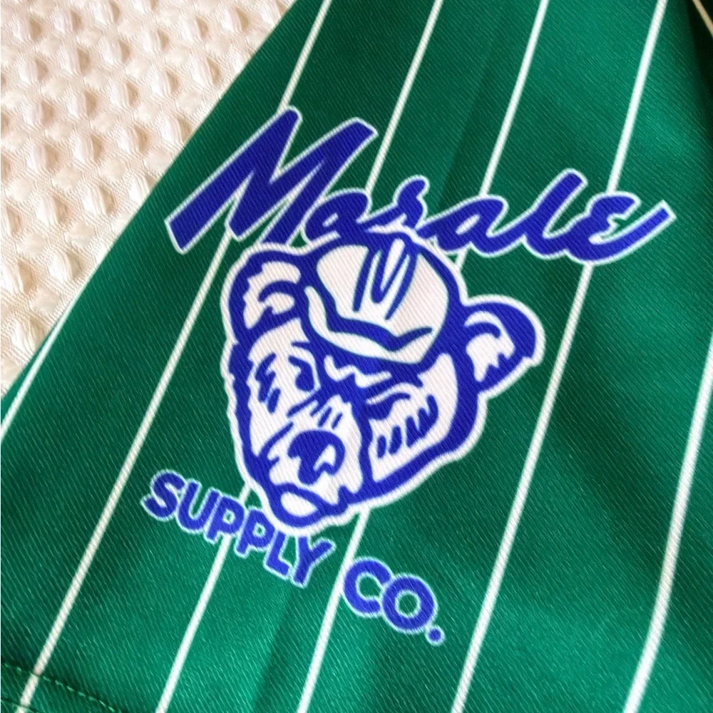 Wrigleyville Chicago Cubs Green Pinstripe Men's Baseball Jersey *Rare* - Picture 3 of 6